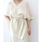 ワンピース knit poncho×satin layered dress(バイカラーニットポンチョ付きサテンレイヤードワンピース)