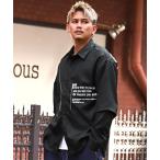 シャツ フェイクレイヤードランダムロゴ長袖シャツ メンズ