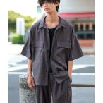 ショッピングリネン セットアップ メンズ ミックス麻ストレッチ / CPOシャツ ワイドテーパード イージーパンツ セットアップ（上下セット）