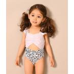 水着 肩フリル フロントカット ワンピース水着 キッズ 子供 女の子