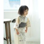浴衣 キッズ浴衣3点セット 男の子 utatane×注染工房 先染めベージュに紫つばめ キッズ 子供 男の子