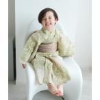 浴衣 キッズ浴衣3点セット 男の子 utatane×注染工房 先染めベージュにはじける抹茶 キッズ 子供 男の子