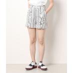 パンツ 「km」「rienda suelta」GIRLY ランダムストライプボトム地レースアップショートパンツ ゴルフウエア レディース