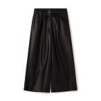 パンツ フェイクレザー ワイドクロップドパンツ