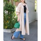 ワンピース ワッシャーコットンボリューム袖スキッパーワンピース