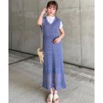 ワンピース 透かしニットロングワンピース