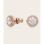ピアス 「公式」「スワロフスキー」Una スタッドピアス， ラウンドカット， パヴェ， ホワイト， ローズゴールドトーン・プレーティング レディース