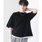 ショッピングtシャツ メンズ tシャツ Tシャツ メンズ ルーズベーシックフェイクレイヤードTシャツ