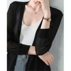 カーディガン 麻混シアーひざ丈カーディガン レディース