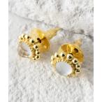 ピアス 天然石　22Kゴールドプレート ダブレットスタッドピアス レディース