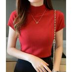 tシャツ レディース きれいめフレンチスリーブサマーニットトップス レディース