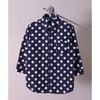 ショッピングドット シャツ 「日本製」ドット プリント ボタンダウン ブロード 7分袖 シャツ(GW) メンズ レディース