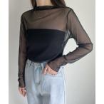 tシャツ Tシャツ 【ベアトップSET】クルーネックメッシュシアートップス