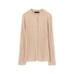 カーディガン カシミヤシルクリブ クルーネックカーディガン レディース