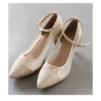 パンプス 「Cupid Heart」結婚式パンプス　ストラップ付 総レースパンプス