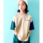 tシャツ ポケット付き 配色デザイン ビッグシルエット Tシャツ キッズ キッズ 子供服 男の子 女の子