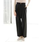 スラックス パンツ 「セットアップ対応」ウォッシャブル　単品　ベルト付タックワイドパンツ レディース