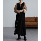 ワンピース ボリューム袖アウトシームニットワンピース