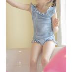 水着 ワッフルライクギンガムスイムワンピース キッズ 子供 女の子