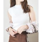 tシャツ ボトルネックノースリーブリブニットトップス/AC1453 レディース