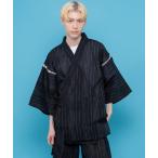 浴衣 シジラ織り 甚平 上下セット ウエストゴム 綿100% ソフト加工 ストライプ 部屋着 和服 じんべい メンズ レディース