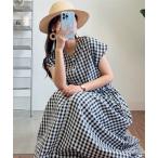 ワンピース 前後2wayギンガムチェックロングワンピース レディース