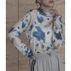 tシャツ 配色メロープリントチュールシアートップス レディース
