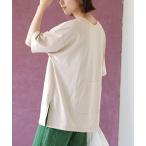tシャツ 2way ヘンリーネック ポケットTEE レディース