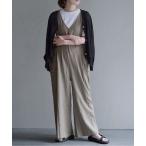 パンツ コットンリネン Vネックパッチポケット サロペット レディース