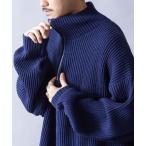 ニット WEB限定 ビッグシルエット 畔編み ハーフジップニット/ルーズフィット