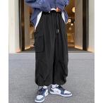 カーゴパンツ ルーズシルエット サイドポケット裾ドローコードバルーンカーゴパンツ メンズ レディース