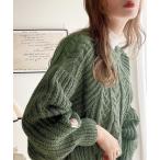 ニット セーター 「JaVaジャバ コラボ」冬の即戦力。2wayミックスカラー糸アンゴラタッチケーブル編みニットプルオーバー レディース