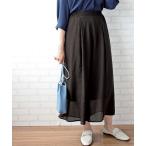 パンツ ボイル素材ポケット付ゆったりワイドパンツ レディース