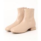 ブーツ 「Bridget Birkin」パールチェーンヒールストレッチショートブーツ(523000) レディース