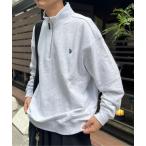 トレーナー スウェット 1ポイント刺繍裏毛ハーフジップスウェット メンズ レディース