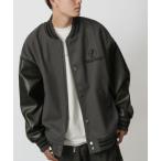 スタジャン 「UNCORD」 WOOLLIKE FAUX LEATHER SLEEVE STADIUM JACKET / ウールライク レザー 切替