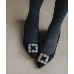 パンプス ビジューフラットポインテッドトゥパンプス