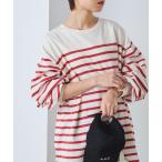 tシャツ 「forksy.」パネルボーダーボリューム袖ビックサイズプルオーバー レディース