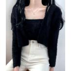 ニット セーター シャギーニットトップス＋カーディガン　二枚セット レディース