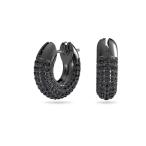 ピアス 「公式」「スワロフスキー」Dextera フープピアス 小， ブラック， ルテニウム・プレーティング レディース メンズ