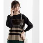 ニット セーター ランダムボーダー柄ニットプルオーバー レディース