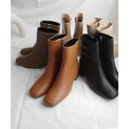 ブーツ スクエアトゥショートブーツ/デザイン太ヒール レディース