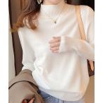 ショッピングハイネック ニット セーター ハイネックシンプルニットトップス レディース