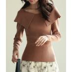 ニット セーター ビッグカラーニットプルオーバー レディース