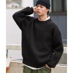 ニット 【ウォッシャブル×抗ピリング】畦編みニットビッグシルエットカラーリングクルーネックセーター