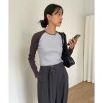 tシャツ ラグランリブロンT レディース