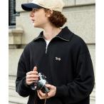 トレーナー スウェット PENNEYS/ペニーズ 別注 THE FOX ロゴ ワッペン刺繍ワンポイント ビッグハイネックカラー ハーフジップ ルーズス