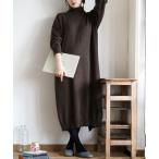 ワンピース タートルネック バックスリット ニットワンピース