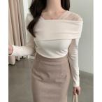tシャツ フェミニンシルエットオフショルダーニット レディース