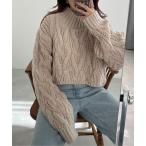 ニット ハイネックケーブルボリュームニットプルオーバー